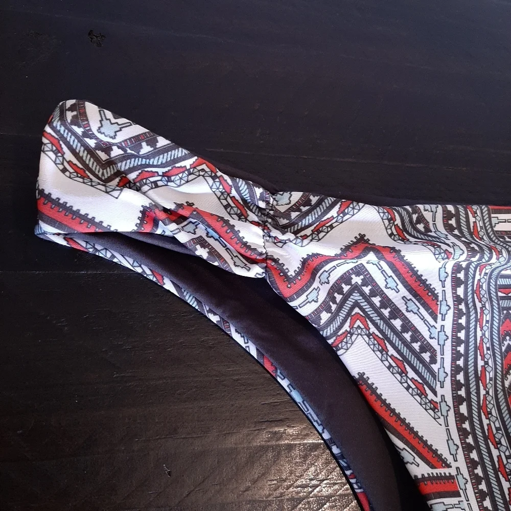 L*SPACE Serafina Ruched Bikini Bottom Aztec Print Reversible Swimwear